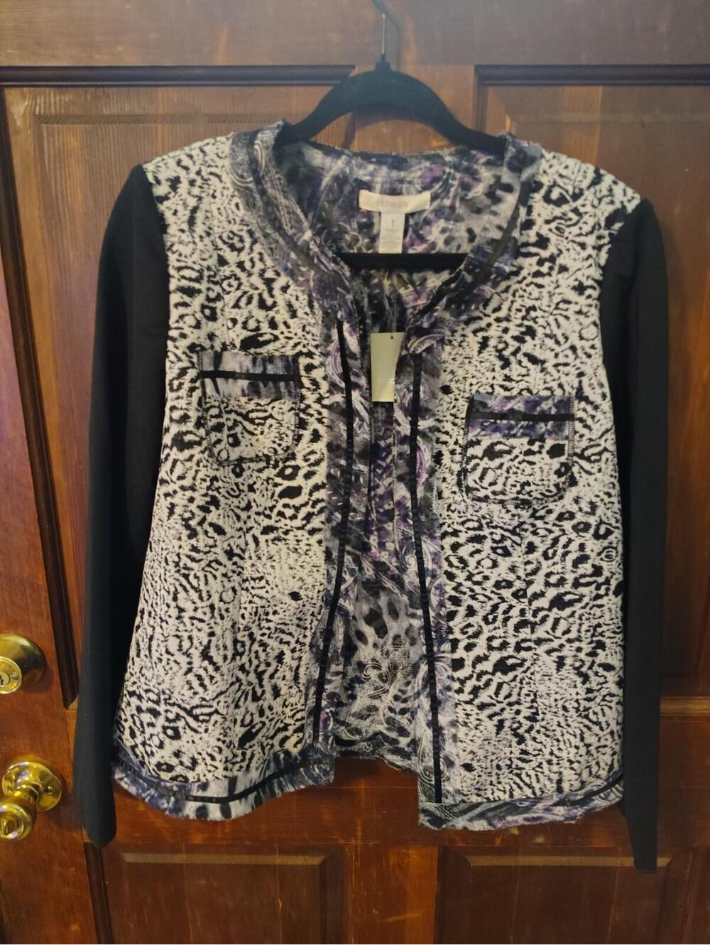 NWT Chico's Animal Print Long Sleeved Blazer/Top/Jacket Long Sleeve